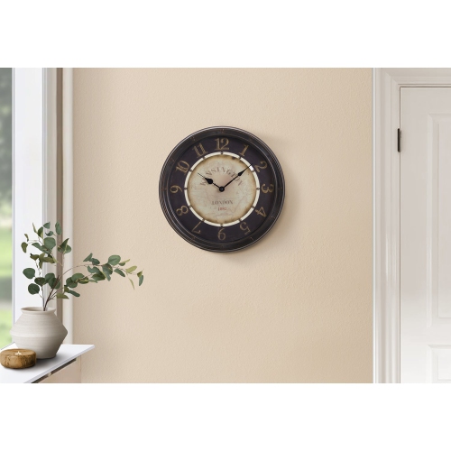 MONARCH SPECIALTIES  I 9082 - Clocks, 16" Round, Wall Clock, Antique Brown, Transitional