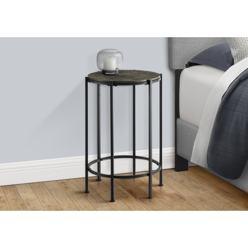 Monarch Specialties I 3755 - Accent Table, End, Round, Side Table, Small, Lamp, Living Room, Bedroom, Nightstand, Dark Bronze Laminate, Black Metal,