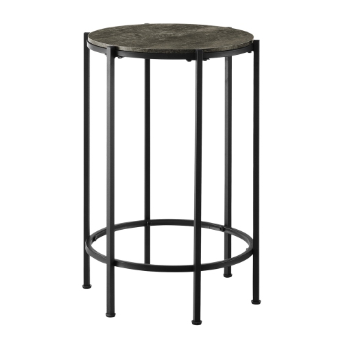 Monarch Specialties I 3755 - Accent Table, End, Round, Side Table, Small, Lamp, Living Room, Bedroom, Nightstand, Dark Bronze Laminate, Black Metal,