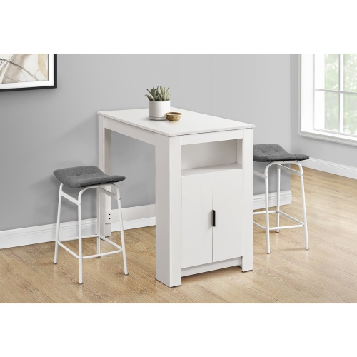 Monarch Specialties I 1202 - Dining Table, 48" Rectangular, Counter Height, Kitchen, Small, Storage, White Laminate, Contemporary, Modern