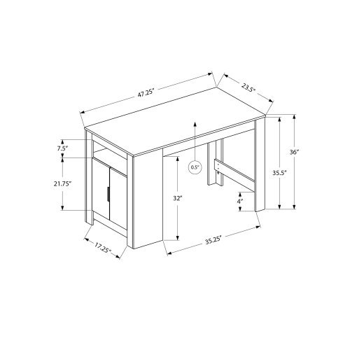 Monarch Specialties I 1202 - Dining Table, 48" Rectangular, Counter Height, Kitchen, Small, Storage, White Laminate, Contemporary, Modern