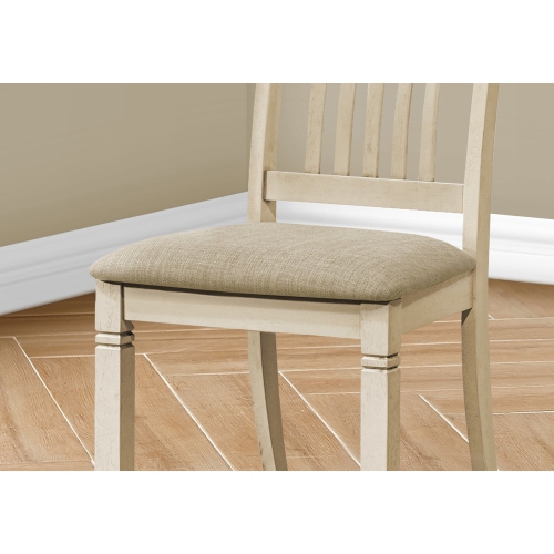 Monarch Specialties I 1265 - Dining Chair, 38" Height, Set Of 2, Side, Upholstered, Kitchen, Dining Room, Antique White, Beige Linen Look,