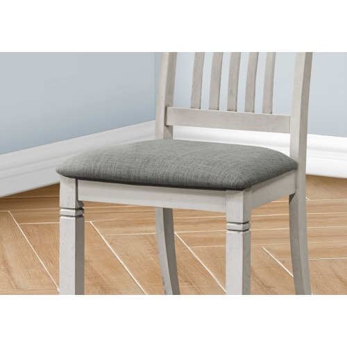 Monarch Specialties I 1256 - Dining Chair, 38" Height, Set Of 2, Side, Upholstered, Kitchen, Dining Room, Antique Grey, Grey Fabric, Transitional