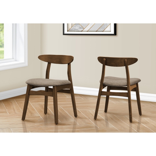 MONARCH SPECIALTIES  I 1365 - Dining Chair, 32" Height, Set Of 2, Side, Upholstered, Kitchen, Dining Room, Dark Walnut Fabric, Modern In Beige