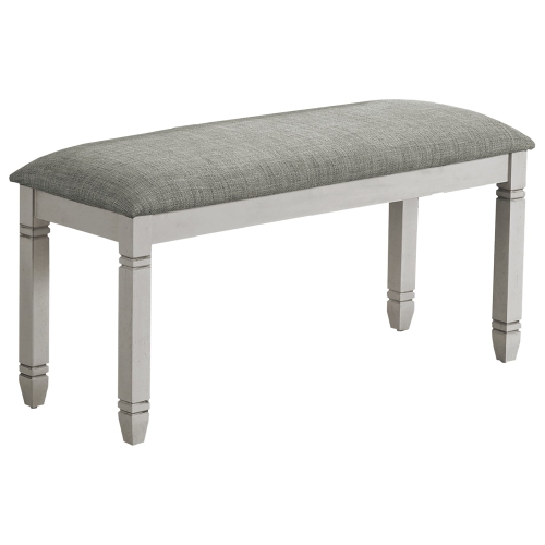 Monarch Specialties I 1257 - Bench, 41" Rectangular, Kitchen, Dining Room, Entryway, Bedroom, Upholstered, Wood, Grey Solid Wood, Grey Fabric,