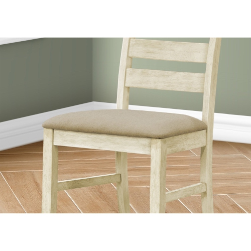 Monarch Specialties I 1336 - Dining Chair, 38" Height, Dining Room, Kitchen, Set Of 2, Side, Upholstered, Antique White, Beige Linen Look,