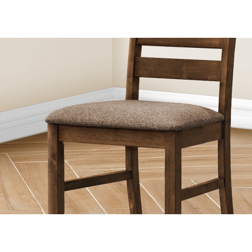 Monarch Specialties I 1355 - Dining Chair, 38" Height, Dining Room, Kitchen, Set Of 2, Side, Upholstered, Brown Fabric, Antique Cherry, Transitional
