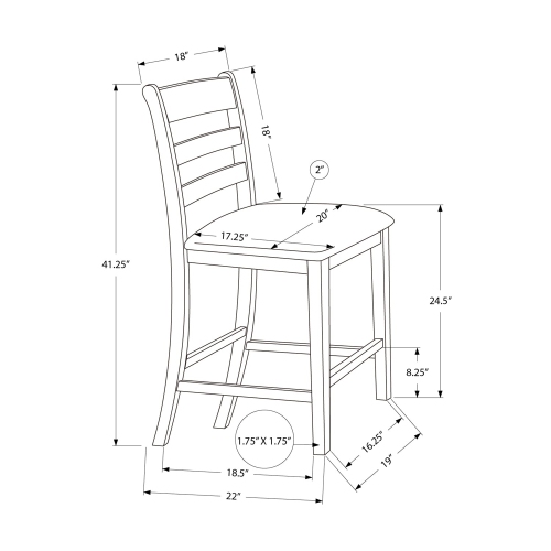 Monarch Specialties I 1382 - Dining Chair, 44" Height, Counter Height, Dining Room, Kitchen, Set Of 2, Upholstered, Side, Transitional