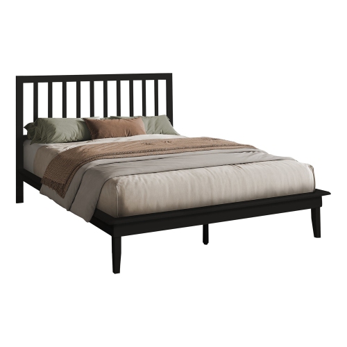 Monarch Specialties I 6060Q - Bed, Platform Bed, Queen Size, Frame Only, Bedroom, Black Wood Frame, Black Wood Legs, Contemporary