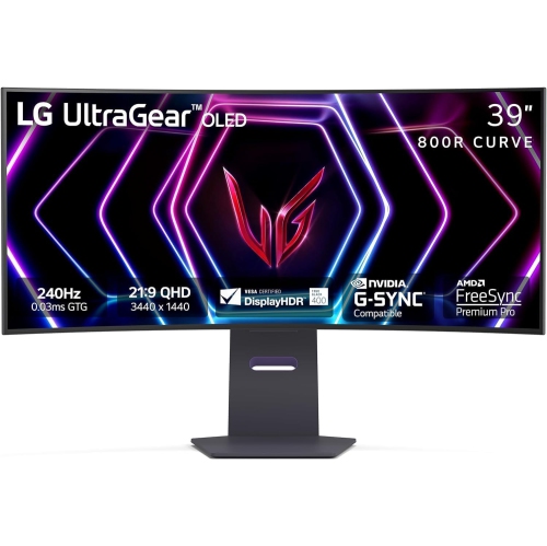 Refurbished - LG UltraGear 39" QHD 240Hz 0.03ms GTG Curved OLED LED G-Sync FreeSync Gaming Monitor (39GS95QE-B) - Black