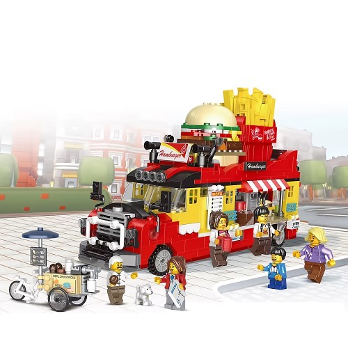 870 blocs de construction PCS, mini blocs de camion de nourriture pour enfants