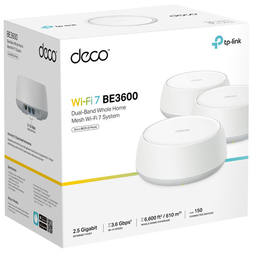 TP-Link Deco BE25 BE3600 Whole Home Mesh Wi-Fi 7 System - 3 Pack