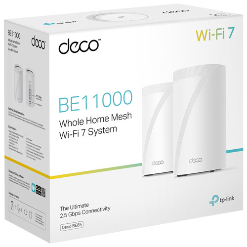 TP-Link Deco BE65 BE11000 Whole Home Mesh Wi-Fi 7 System - 2 Pack