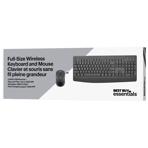 Best Buy Essentials Wireless 2.4G Ergonomic Keyboard & Mouse Combo - English