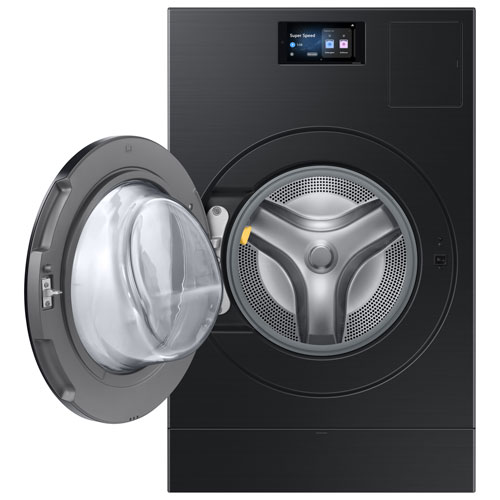 Duo laveuse-sécheuse électrique de 6,1 pi³ avec évacuation de Samsung (WD90F53AVBAC) - Noir brossé