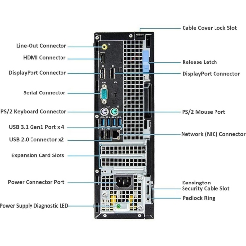Refurbished Dell Optiplex 7050 SFF Desktop | Core i7 - 7700 - 256GB SSD Hard Drive - 16GB RAM | 4 cores @ 4.2 GHz Win 11 Pro Black