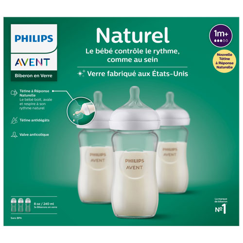 Philips Avent Glass Natural 8 oz. Baby Bottle Set - 3 Pack