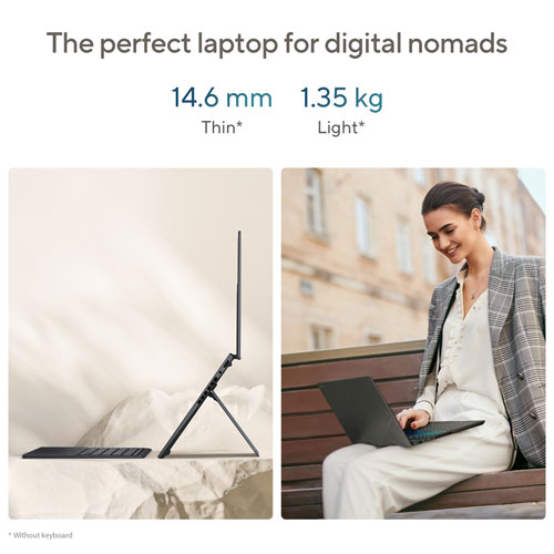 Portable à écran tactile 2-en-1 de 14 po Zenbook DUO d'ASUS avec IA - Gris encrier