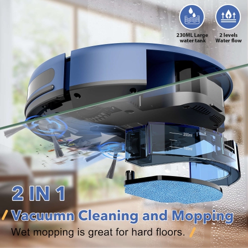 Teendow 4500Pa Robot Vacuum & Mop,Robotic Vacuum Cleaner with APP/Voice Control,120 Mins Runtime,Auto-Charge,for Hardwood Floor,Carpet and Pet