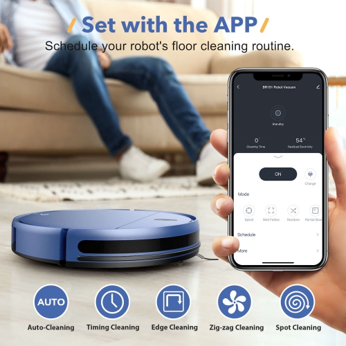 Teendow 4500Pa Robot Vacuum & Mop,Robotic Vacuum Cleaner with APP/Voice Control,120 Mins Runtime,Auto-Charge,for Hardwood Floor,Carpet and Pet