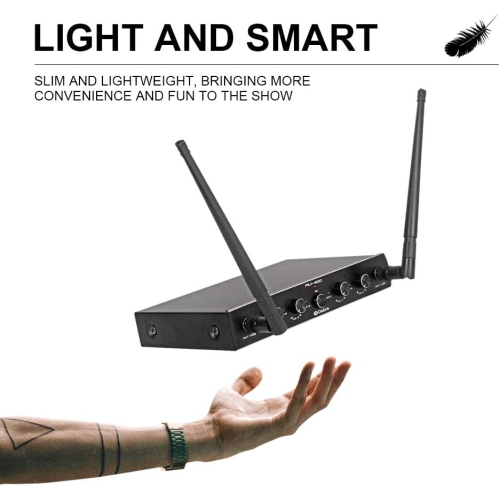 Boîte ouverte - Système de microphone sans fil 4 canaux UHF Pro de D Debra avec micro-cravate portatif sans fil