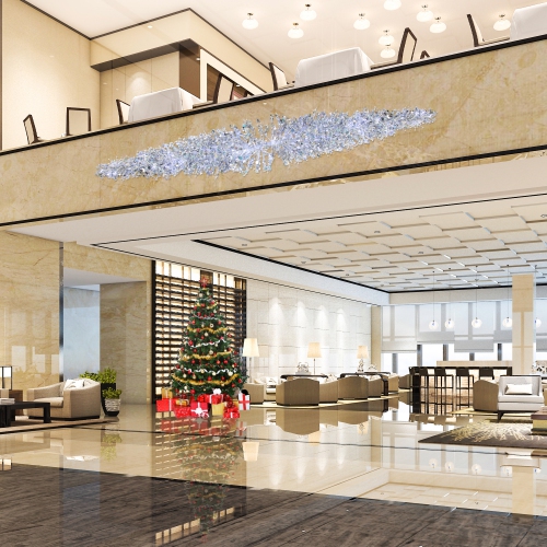 LED Lighted Commercial Manhattan Lightspray Christmas Swag - 9' - Silver