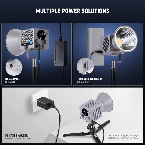 Open Box - NEEWER HS60B Mini Video Light with App Control, 60W Handheld Portable Bi Color COB LED Continuous Output Lighting