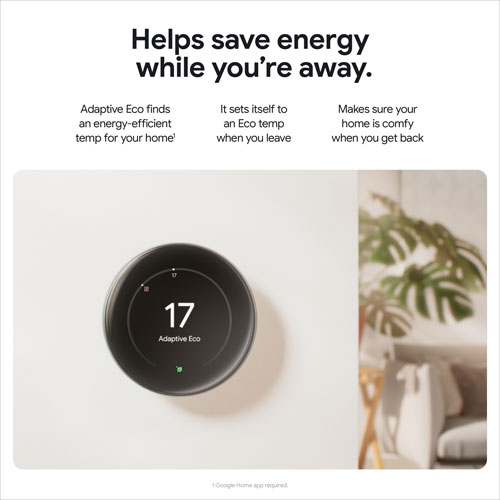Google Nest Wi-Fi Smart Learning Thermostat - Polished Obsidian