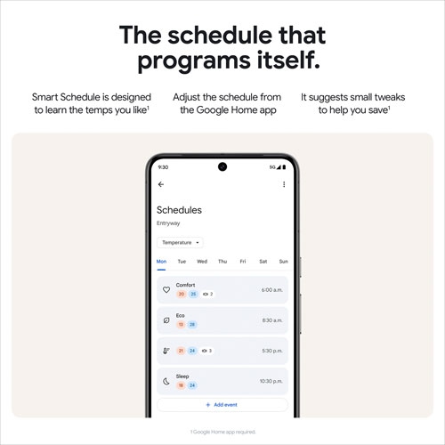 Google Nest Wi-Fi Smart Learning Thermostat - Polished Obsidian