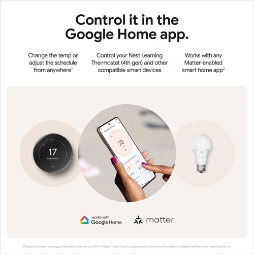 Google Nest Wi-Fi Smart Learning Thermostat - Polished Obsidian