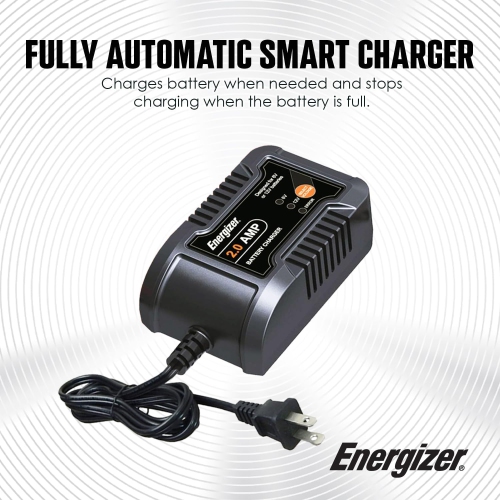 Brand New - Energizer 2-Amp Fully-Automatic Smart Charger, 6V and 12V Battery Charger & Maintainer - Black
