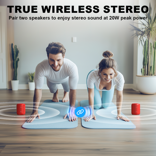 Bobtot Portable Speaker Bluetooth 10W Peak, IPX6 Shower Speaker, 25H Playing Time, Loud and Stereo Sound with Bass, Dual Pairing, Small Bluetooth