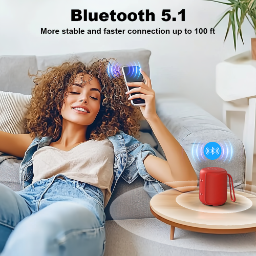 Bobtot Portable Speaker Bluetooth 10W Peak, IPX6 Shower Speaker, 25H Playing Time, Loud and Stereo Sound with Bass, Dual Pairing, Small Bluetooth