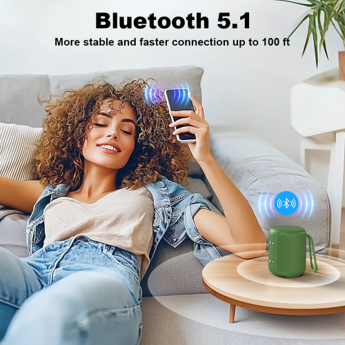 Bobtot Portable Speaker Bluetooth 10W Peak, IPX6 Shower Speaker, 25H Playing Time, Loud and Stereo Sound with Bass, Dual Pairing, Small Bluetooth