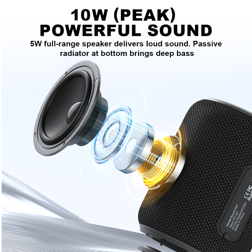 Bobtot Portable Speaker Bluetooth 10W Peak, IPX6 Shower Speaker, 25H Playing Time, Loud and Stereo Sound with Bass, Dual Pairing, Small Bluetooth