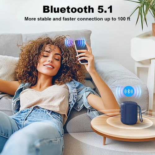 Bobtot Portable Speaker Bluetooth 10W Peak, IPX6 Shower Speaker, 25H Playing Time, Loud and Stereo Sound with Bass, Dual Pairing, Small Bluetooth