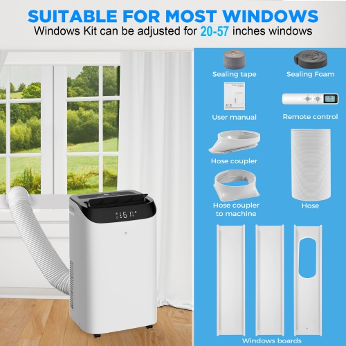 HUMHOLD 14000 BTU Portable Air Conditioners with Remote Control 3-in-1 Free Standing Cooling AC Unit w/ Fan & Dehumidifier, Smart/Sleep Mode, 3