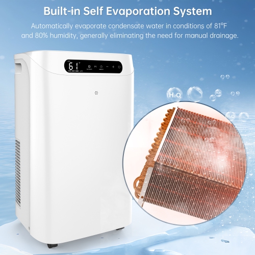 HUMHOLD 14000 BTU Portable Air Conditioners with Remote Control, 3-in-1 Free Stand Smart Cooling AC Unit with Dehumidifier, Fan, Cools Room - White