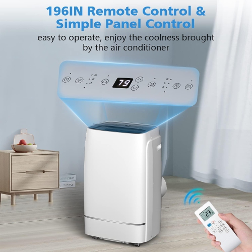COWSAR 12000 BTU Portable Air Conditioner 4-IN-1 Portable AC Unit 24H Timer Room Air Conditioners 400 Sq.Ft. Coverage <53dB Stand Up Air Conditioner