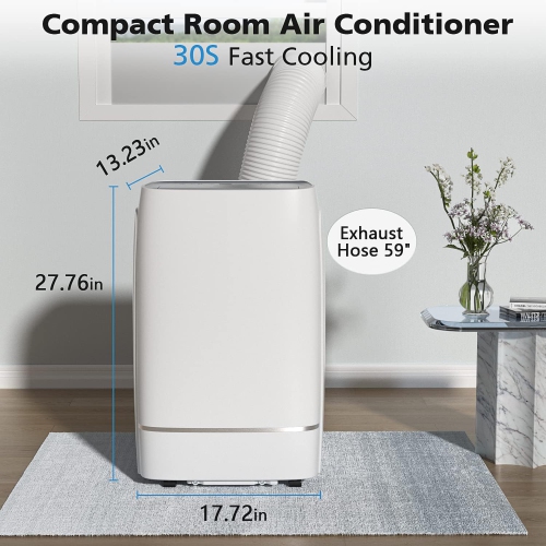 COWSAR 12000 BTU Portable Air Conditioner 4-IN-1 Portable AC Unit 24H Timer Room Air Conditioners 400 Sq.Ft. Coverage <53dB Stand Up Air Conditioner