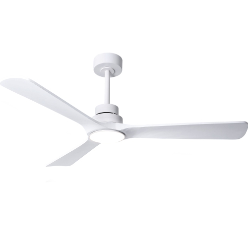 HUMHOLD 52" Wood Ceiling Fan with Lights and Remote, Reversible DC Motor 6-Speed, 3 Blades for Bedroom/Living Room/Kitchen - White