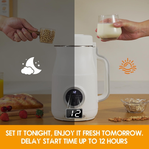 GlowWise 10-in-1 Nut Milk Maker, 40oz Blender Homemade Almond, Oat, Soy, Coconut milk, Juice & Soup, Electric Bean Milk Machine with Delay