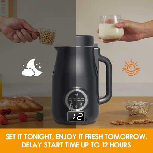 GlowWise 10-in-1 Nut Milk Maker, 40oz Blender Homemade Almond, Oat, Soy, Coconut milk, Juice & Soup, Electric Bean Milk Machine with Delay