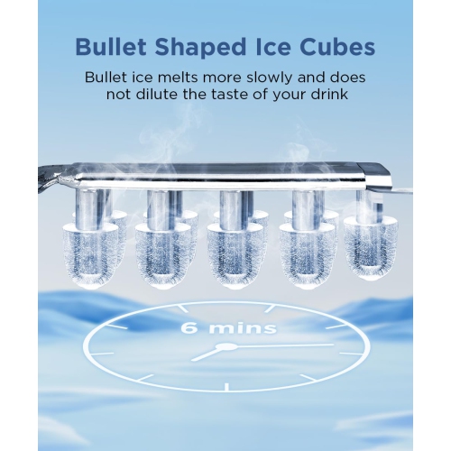 COWSAR Ice Maker Countertop, Portable Ice Machine with Self-Cleaning, 26.5lbs/24Hrs, 9 Bullet Ice Cubes in 6 Mins, Ice Basket and Scoop, Ideal for
