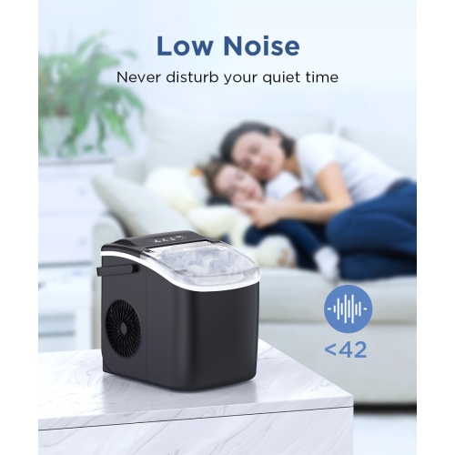 COWSAR Ice Maker Countertop, Portable Ice Machine with Self-Cleaning, 26.5lbs/24Hrs, 9 Bullet Ice Cubes in 6 Mins, Ice Basket and Scoop, Ideal for