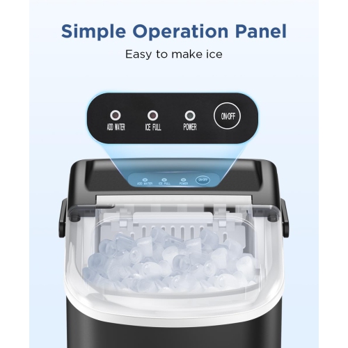 COWSAR Ice Maker Countertop, Portable Ice Machine with Self-Cleaning, 26.5lbs/24Hrs, 9 Bullet Ice Cubes in 6 Mins, Ice Basket and Scoop, Ideal for