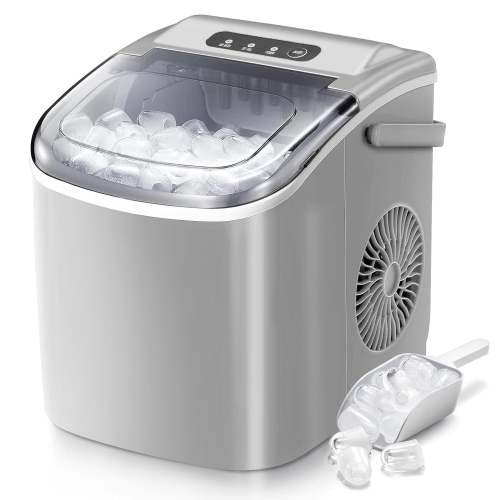 COWSAR Ice Maker Countertop, Portable Ice Machine with Self-Cleaning, 26.5lbs/24Hrs, 9 Bullet Ice Cubes in 6 Mins, Ice Basket and Scoop, Ideal for
