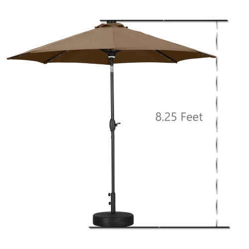 Ainfox 10Ft Solar Powered Aluminum Patio Table Market Umbrella Coffee