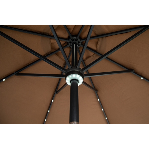 Ainfox 10Ft Solar Powered Aluminum Patio Table Market Umbrella Coffee