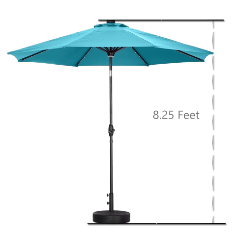 Ainfox 10Ft Solar Powered Aluminum Patio Table Market Umbrella Blue